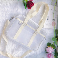 背了个包 网纱mini JK制服 女士手提制服包 白色/奶黄色 迷你