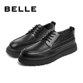 BeLLE 百丽 男鞋商场同款牛皮厚底商务休闲皮鞋6YQ01CM0 黑色 40