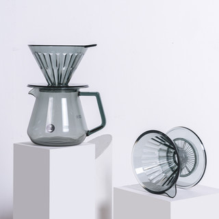 泰摩 冰瞳手冲滤杯 分享壶 家用咖啡壶咖啡器具套装黛黑色 送滤纸