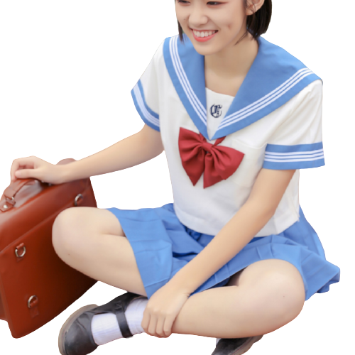 何仔不是JK 琉璃绀 JK制服 水手服 女士夏服上衣 白色 M