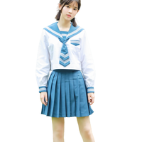 何仔不是JK 褐返 JK制服 女士短裙 蓝色 M