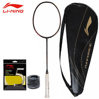 李宁（LI-NING）雷霆80 羽毛球拍单拍全碳素比赛用拍 进攻型 黑金（空拍配线可穿线）