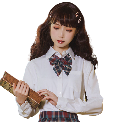 何仔不是JK 角襟 JK制服 西式制服 女士长袖衬衫 白色 M