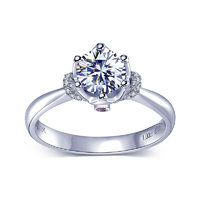 I Do 真爱加冕系列 女士简约18K白金宝石钻石戒指