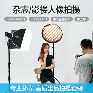 nanlite南光Forza 60w摄影灯拍照聚光影视摄像灯柔光便携外拍常亮led补光灯 南冠直播灯 套餐D