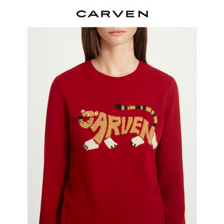 CARVEN 卡纷 新年系列CARVEN卡纷22春夏新品全羊绒红色老虎针织衫