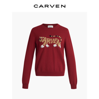 CARVEN 卡纷 新年系列CARVEN卡纷22春夏新品全羊绒红色老虎针织衫