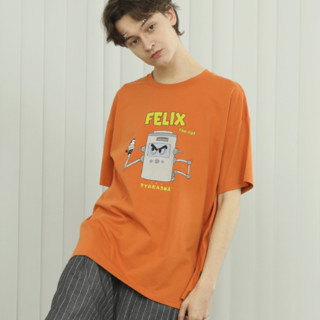 TYAKASHA 塔卡沙 FELIX联名 男女款短袖T恤 T21CSFL021 橘红色 S
