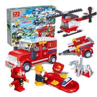 BanBao 邦宝 城市系列拼装积木儿童玩具 警察军事消防沙滩情景玩具 B款消防 8356-B（208颗粒 4公仔）