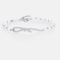 HEFANG Jewelry 何方珠宝 WEDDING婚礼系列 HFJ104308 优雅丝带925银母贝手链 14.3cm