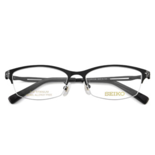 SEIKO 精工&CHEMILENS 凯米 HC2016 亮黑色钛材眼镜框+U6系列 1.60折射率 防蓝光镜片