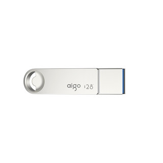 aigo 爱国者 U322 USB 3.2 U盘 银色 128GB USB-A/Type-C双口