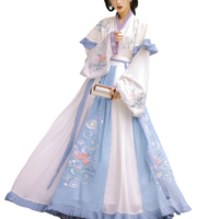 YU SHU 玉术 晋制汉服 妙菡 女士半臂齐腰交领襦裙 006 蓝白色 M