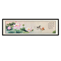 尚得堂 韩梅《相濡以沬》荷塘版 156x46cm 宣纸 圆角黑色实木框