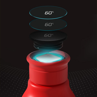 germ 格沵 可口可乐数显智能保温杯316不锈钢水杯高档颜值杯子370ml 热情红