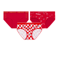 CrabSecret 螃蟹秘密 女士三角内裤套装 CR21NK1026M 3条装(净色+棋盘格+大富豪) M