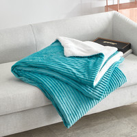 流川枫 魔法绒双层毯 孔雀蓝 200*230cm