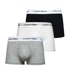 卡尔文·克莱恩 Calvin Klein CK 男士平角内裤套装套盒 3条装 送男友礼物 U2664G 998黑白灰 M