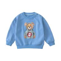 cicibear 齐齐熊 QQ7845 儿童卡通熊印花毛圈卫衣 蓝色 100cm