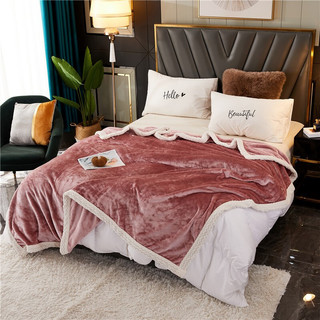 辰枫 家纺 牛奶绒毛毯加厚超柔盖毯春秋冬季礼品毯子床上用品 豆沙 200x230cm