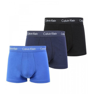 卡尔文·克莱恩 Calvin Klein CK 男士棉质平角内裤 3条装 U2664G 送男友礼物 4KU黑蓝蓝 M