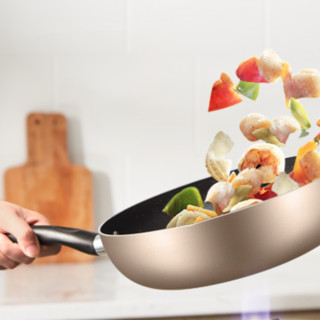 Midea 美的 MP-CJ28WOK302M 炒锅(28cm、不粘、有涂层、铝合金、金色)