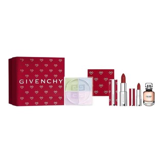 GIVENCHY 纪梵希 彩妆组合 (心无禁忌浓香水EDP10ml+高定红丝绒#N37朱砂砖红1.5g+心运限定版高定红丝绒#N37朱砂砖红3.4g+四宫格散粉#1号12g)