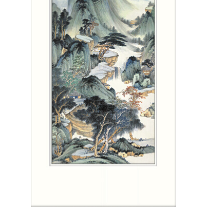 艺仁天张大千《仿董源华阳仙馆图》60x120cm 宣纸红柚木色实木框【报价