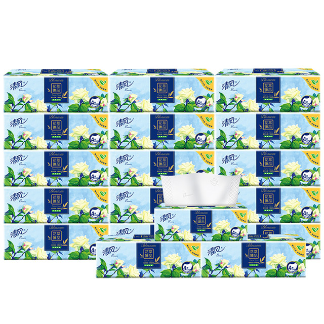 清风 抽纸 丝柔4层80抽*18包S码