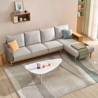 QuanU 全友 家居 现代北欧客厅沙发可拆洗仿棉麻面料实木框架布艺沙发102633B反向布艺沙发(3+转)