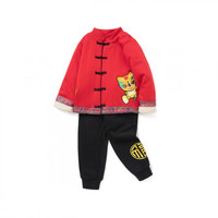 balabala/巴拉巴拉 208122104101-60611 男童长袖套装 中国红 110cm