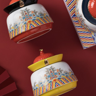 南山先生 宫禧 茶叶罐 8.6*9.3cm 4个 中国红+雅黑+皇室黄+霁蓝