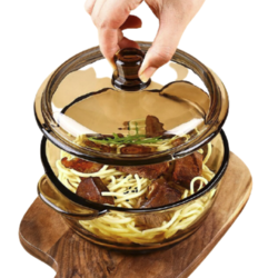 欣美雅 透明耐热玻璃煲 茶色 1.26 升