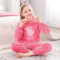 小猪佩奇 女童法兰绒套装儿童保暖睡衣家居服新年童装