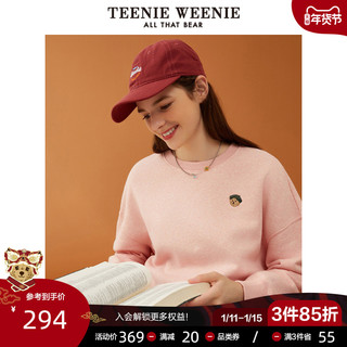 TeenieWeenie小熊圆领套头加绒刺绣宽松卫衣女2020秋新款