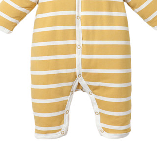 艾贝小熊 IBEY-2065 婴儿连帽连体衣 黄白条纹 59cm