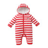 艾贝小熊 IBEY-2065 婴儿连帽连体衣 红白条纹 59cm