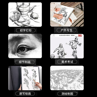 touchmark素描铅笔美术生专用素描笔套装初学者入门画画工具手绘笔考试联考笔速写笔2B4 专业套装+8K素描纸+36孔笔帘+折叠画板（再送8