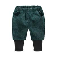 I.K 印象童年 MK24019 男童假两件灯芯绒加绒裤 墨绿色 120cm