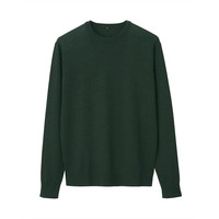 MUJI 無印良品 男士圆领羊毛衫 AAA03A0A 卡其绿 XS