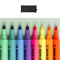 三年二班 S18YGB001 单头荧光笔 简约款 8色+网纱笔袋