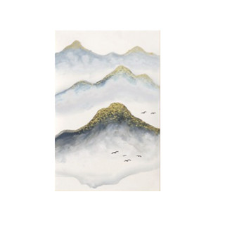 尚得堂 方群伟《山色湖光》50x70cm*3 宣纸 玫瑰金金属框