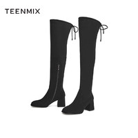 TEENMIX 天美意 靴子女2021冬新款商场同款弹力瘦瘦靴性感女长靴过膝靴高跟