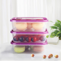 乐亿多 保鲜盒塑料冰箱收纳盒微波便当饭盒水果盒3件套