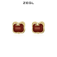 ZENGLIU ZEGL设计师虎年本命年礼物红色玛瑙老虎耳钉女过新年耳环银针耳饰