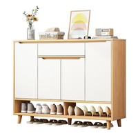 SHICY 实采 橡胶木+白 鞋柜60cm+换鞋凳60cm