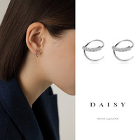 Daisy dream 纯银螺丝耳环女圆圈简约小巧线条耳钉2021年新款潮网红耳扣耳饰品