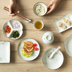 摩登主妇 日式樱花餐具六人创意碗盘套装饭碗汤碗方盘家用碗碟盘子