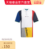 Champion 拼色全棉LOGO翻领男士POLO衫夏季运动撞色