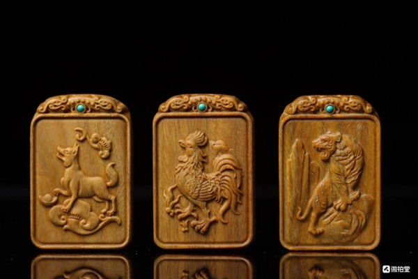 绿檀十二生肖牌